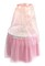 Badger Basket Sweet Dreams Round Doll Bassinet with Canopy and LED Lights - Pink/White/Stars